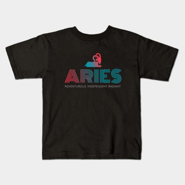 Aries adventurous independent radiant Kids T-Shirt by cypryanus